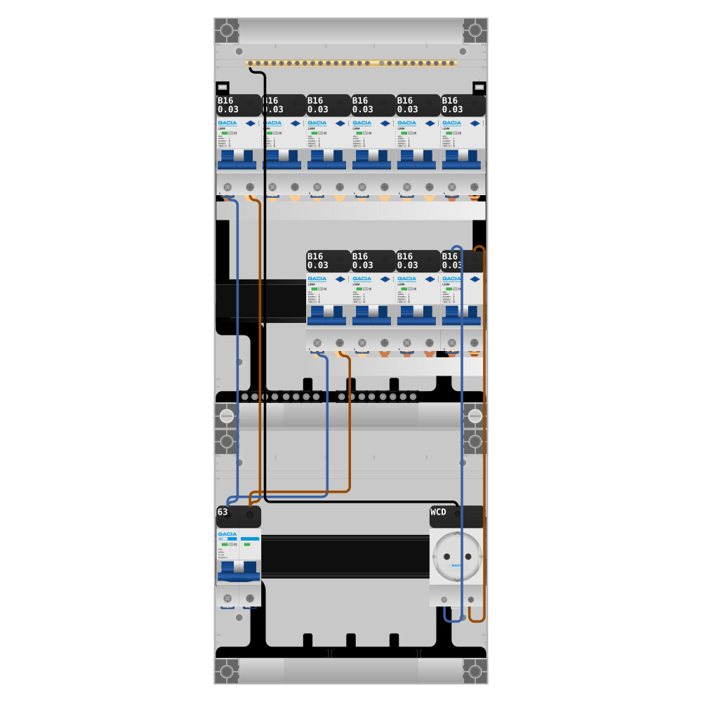 Groepenkast PV-ready 63A 1 fase 10 alamat + wcd