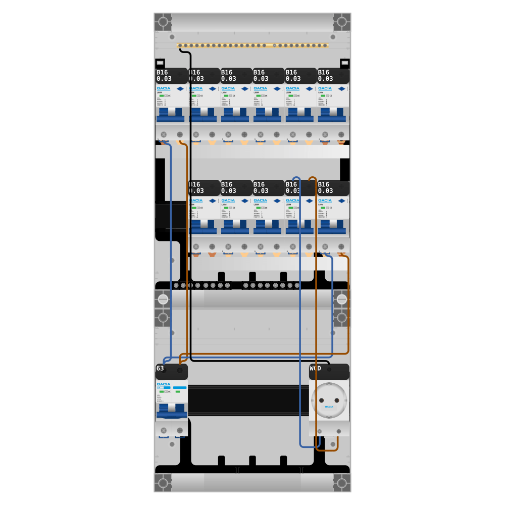 Groepenkast PV-ready 63A 1 fase 11 alamat + wcd