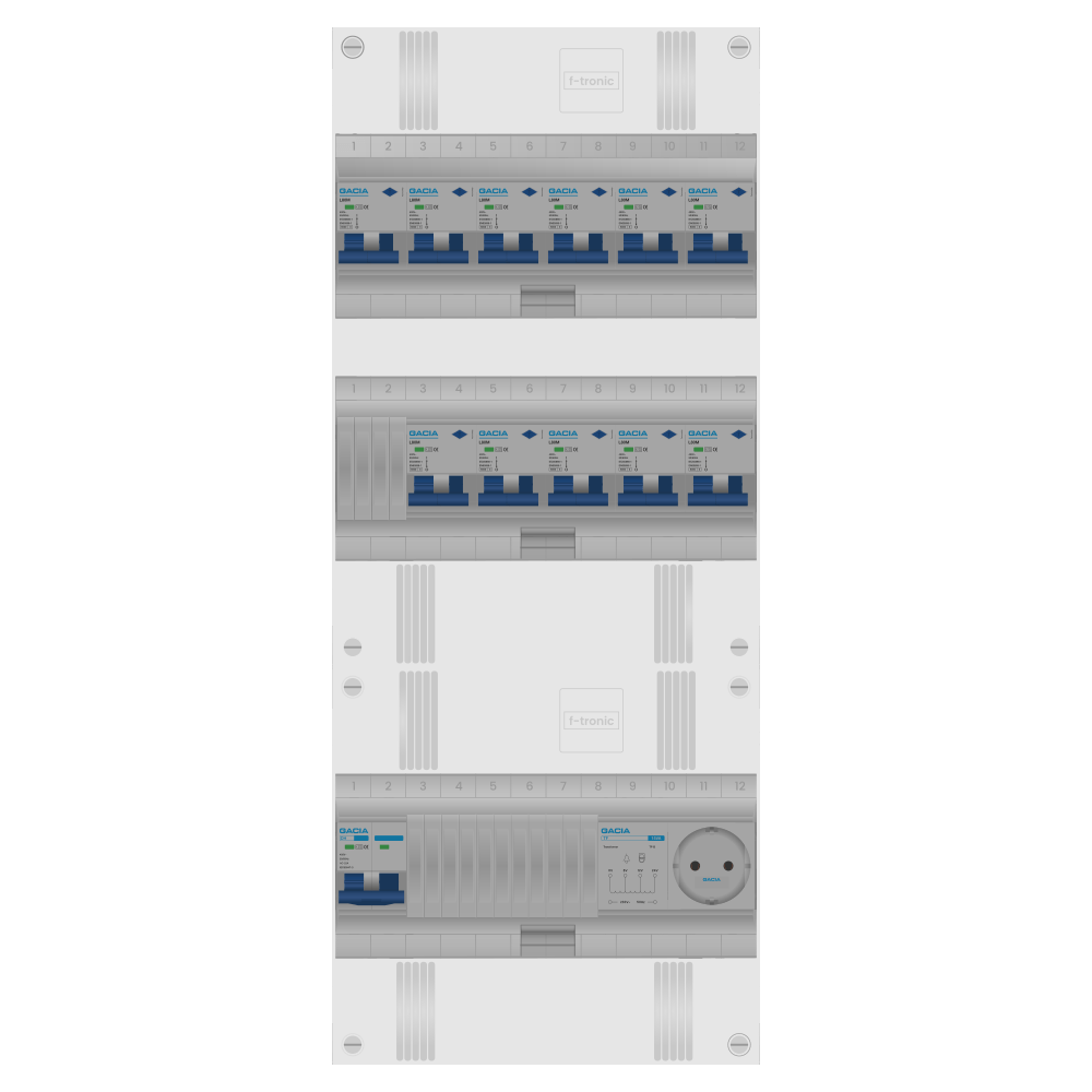 Groepenkast PV-ready 63A 1 fase 11 alamat + beltrafo + wcd