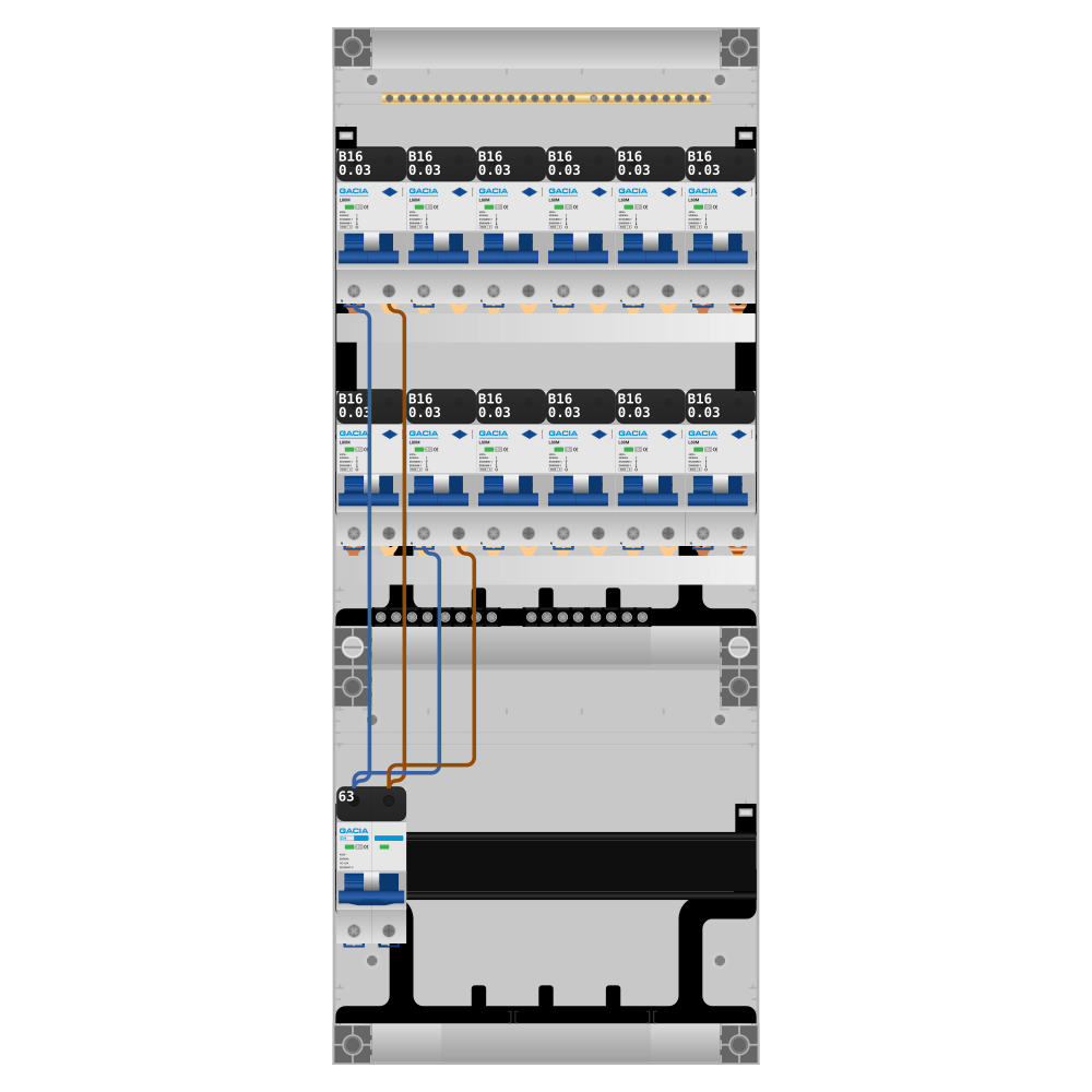 Groepenkast PV-ready 63A 1 fase 12 alamat