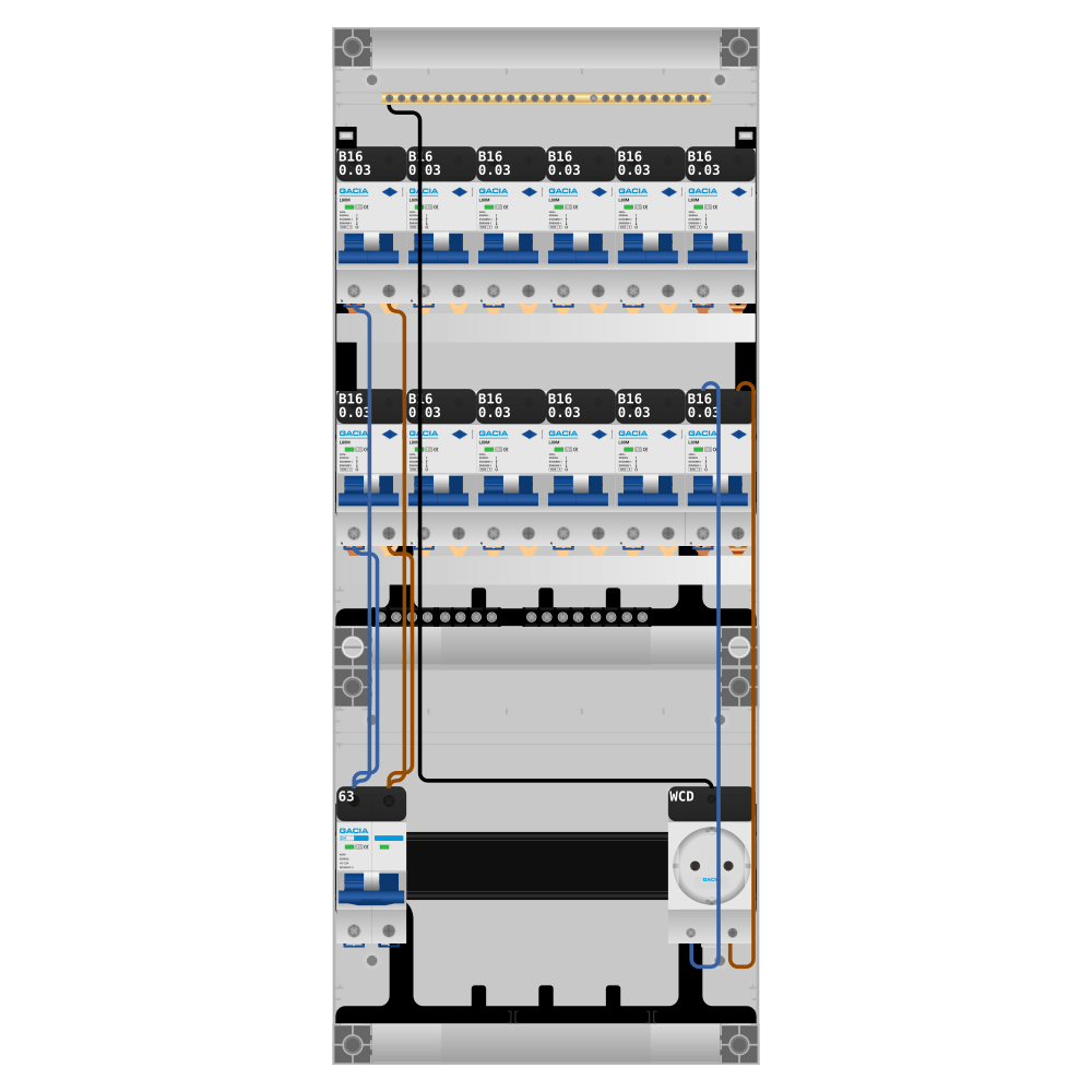 Groepenkast PV-ready 63A 1 fase 12 alamat + wcd