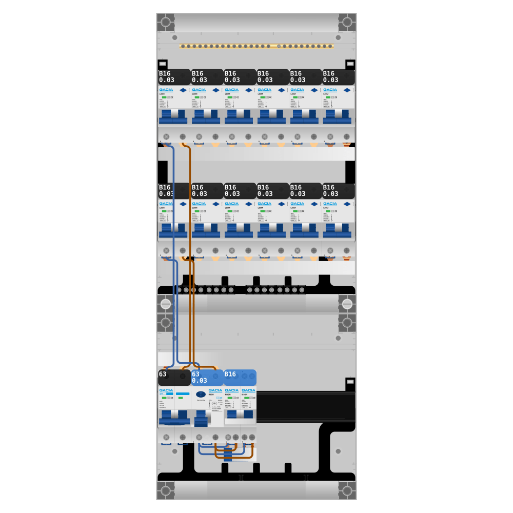 Groepenkast PV-ready 63A 1 fase 12 alamat + kookgroep