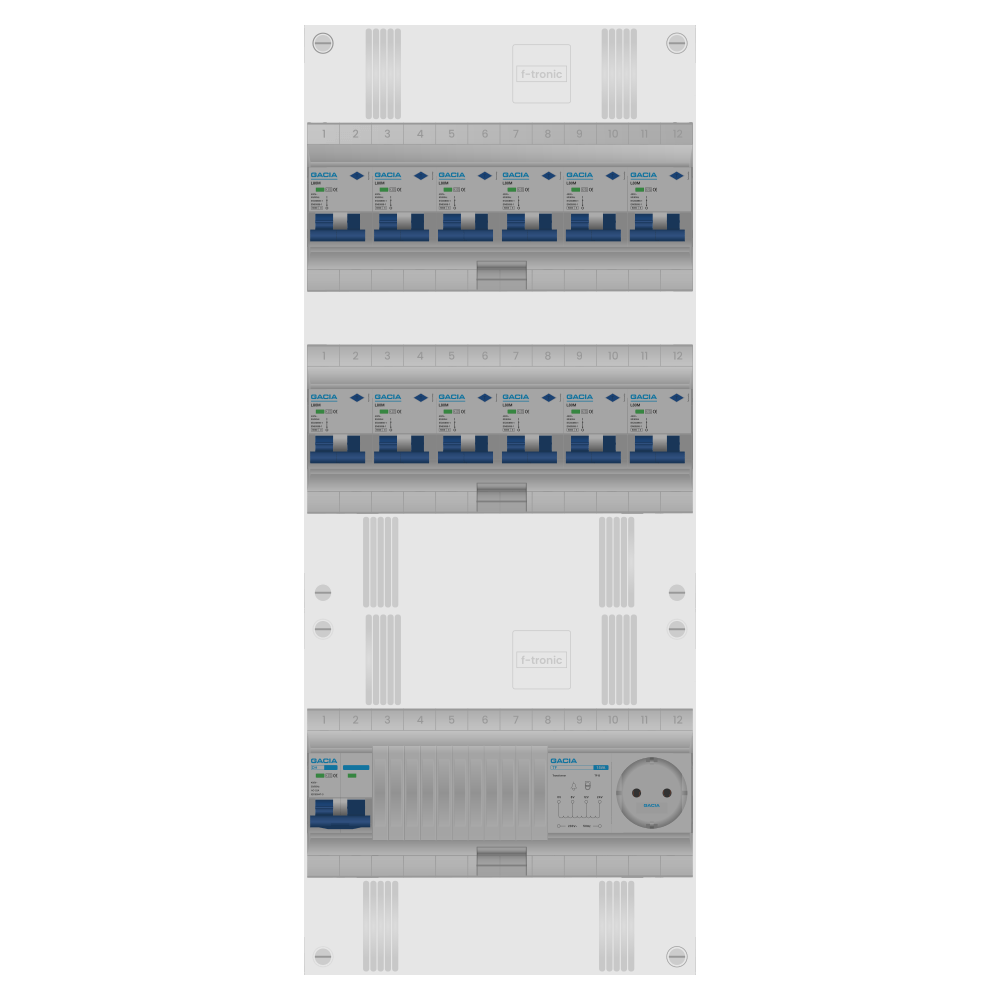 Groepenkast PV-ready 63A 1 fase 12 alamat + beltrafo + wcd