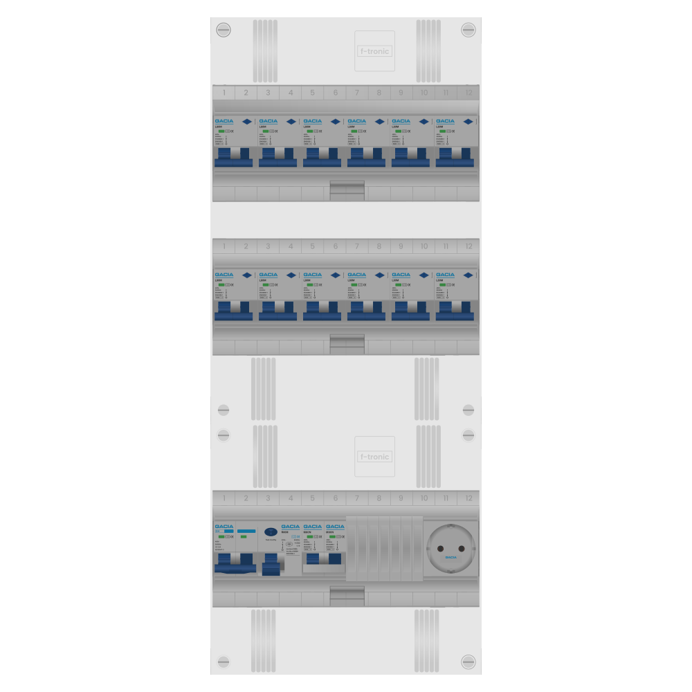 Groepenkast PV-ready 63A 1 fase 12 alamat + wcd + kookgroep