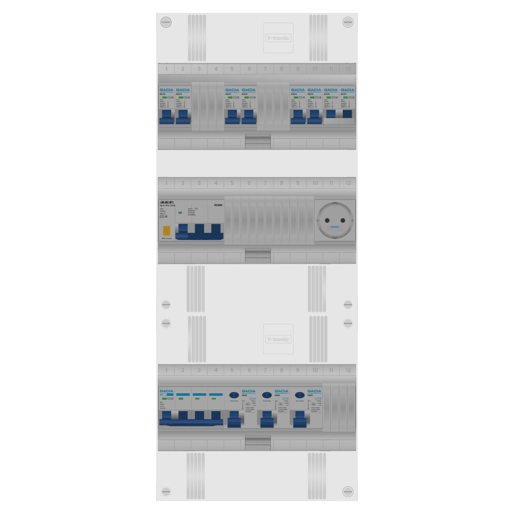 Groepenkast PV-ready 63A 3 fase 6 groepen + wcd + kookgroep + kracht