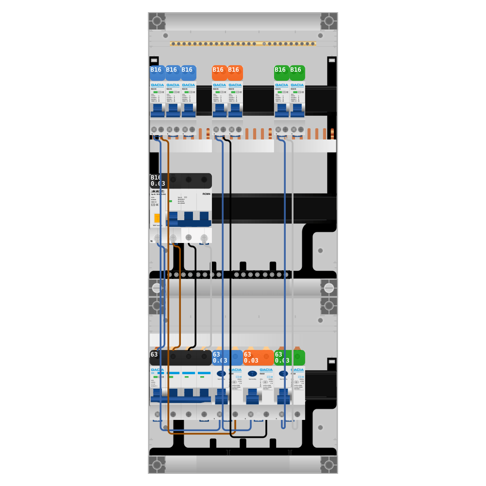 Groepenkast PV-ready 63A 3 fase 7 groepen + kracht