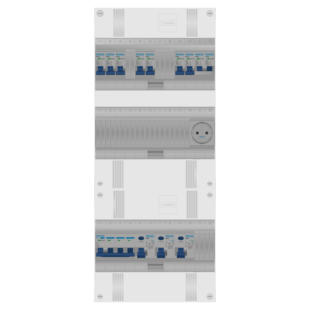Groepenkast PV-ready 63A 3 fase 7 groepen + wcd + kookgroep