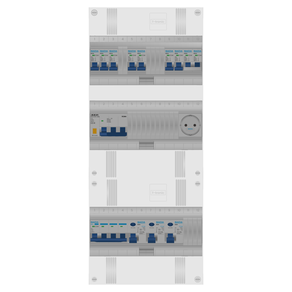 Groepenkast PV-ready 63A 3 fase 7 groepen + wcd + kookgroep + kracht