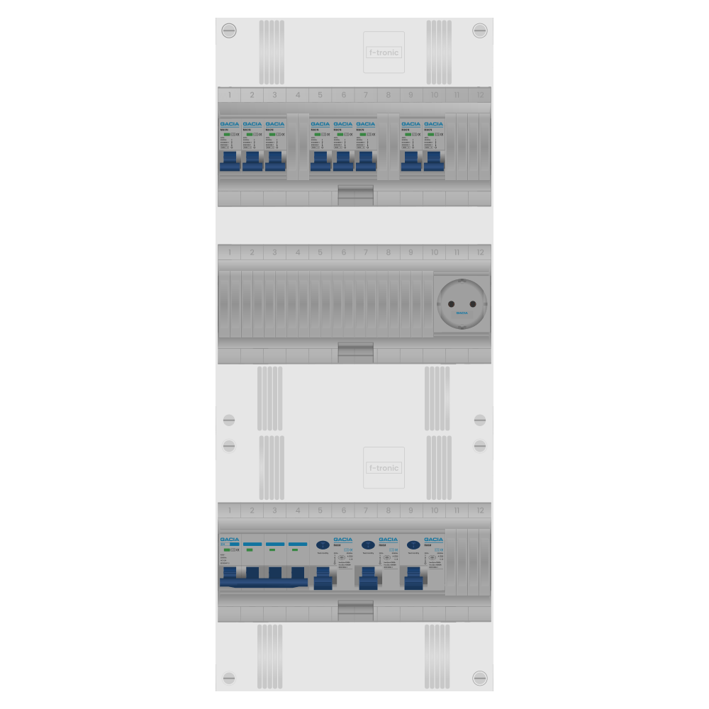 Groepenkast PV-ready 63A 3 fase 8 groepen + wcd