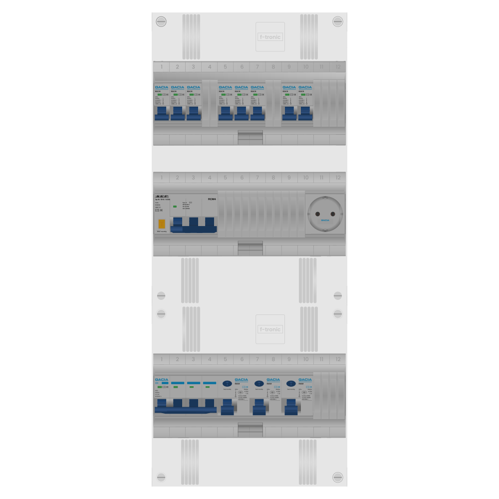 Groepenkast PV-ready 63A 3 fase 8 groepen + wcd + kracht