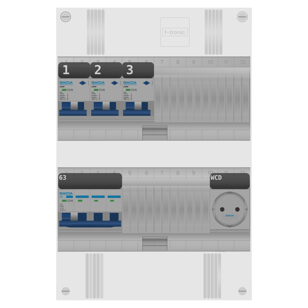 Groepenkast PV-ready 63A 3 fase 3 alamat + wcd