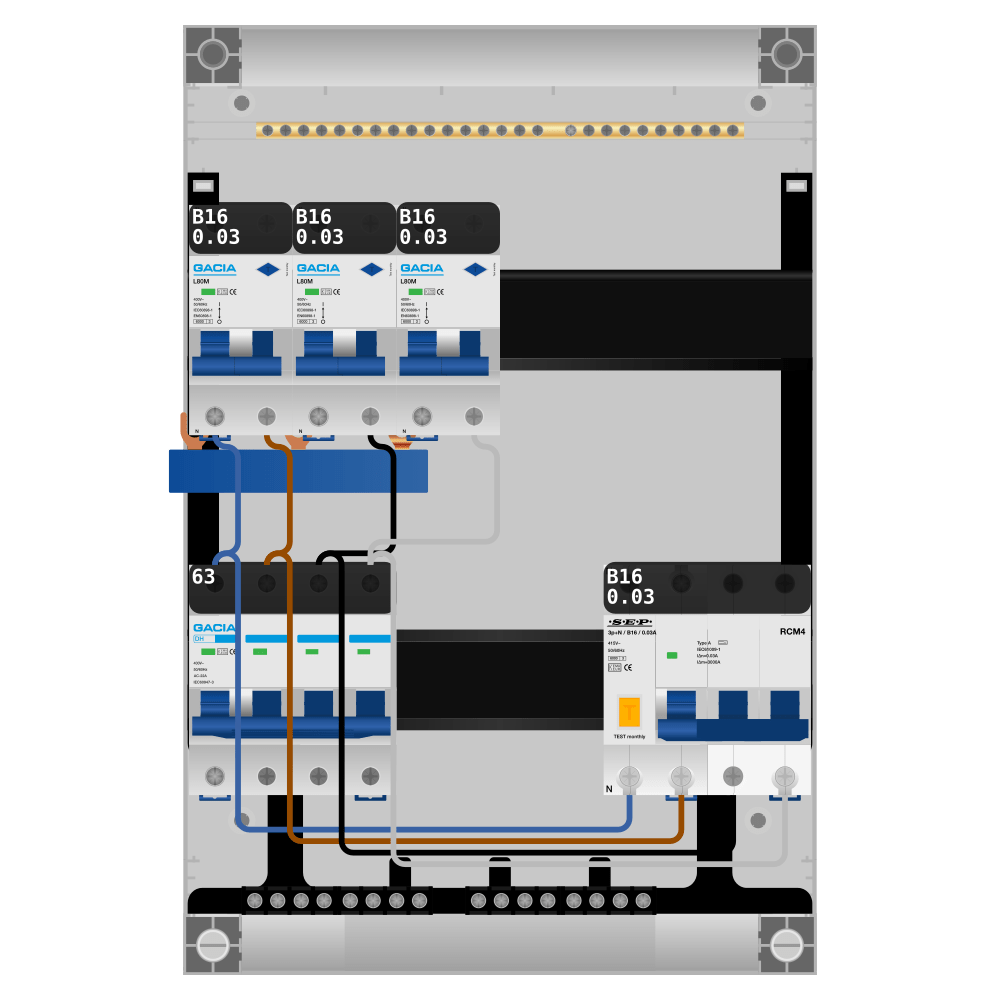 Groepenkast PV-ready 63A 3 fase 3 alamat + kracht