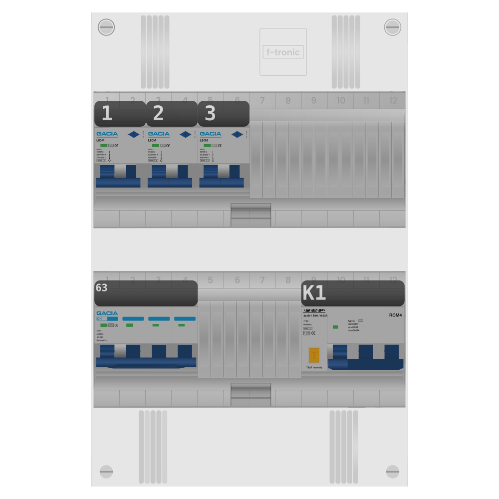 Groepenkast PV-ready 63A 3 fase 3 alamat + kracht