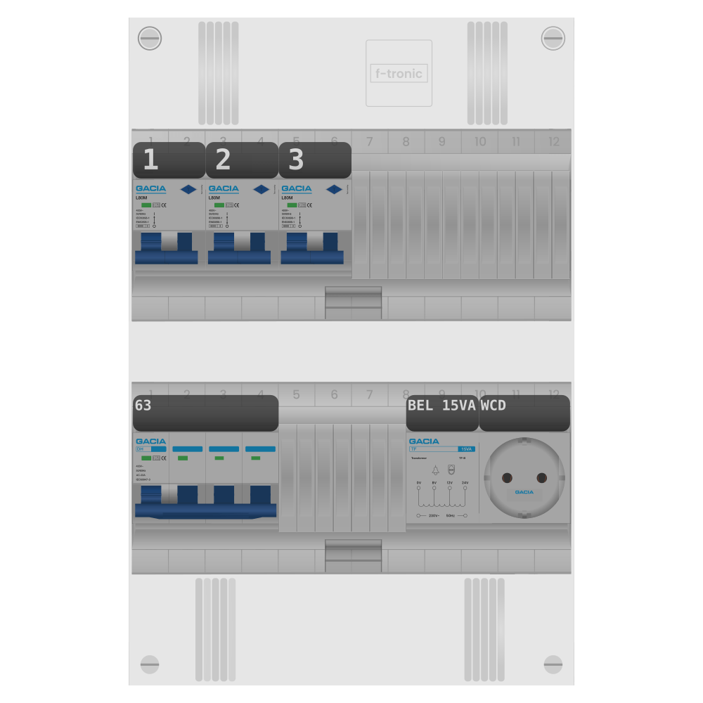 Groepenkast PV-ready 63A 3 fase 3 alamat + beltrafo + wcd