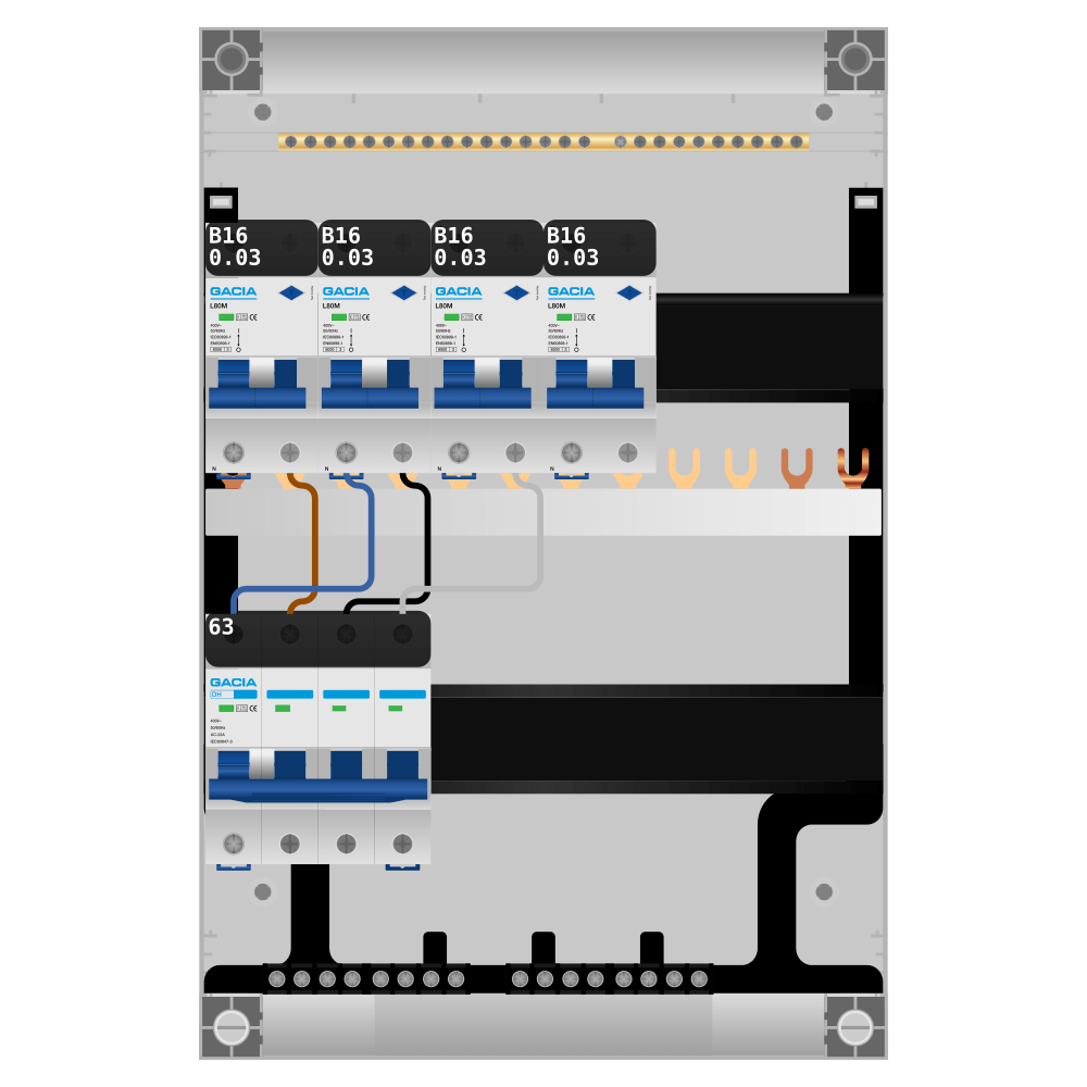 Groepenkast PV-ready 63A 3 fase 4 alamat
