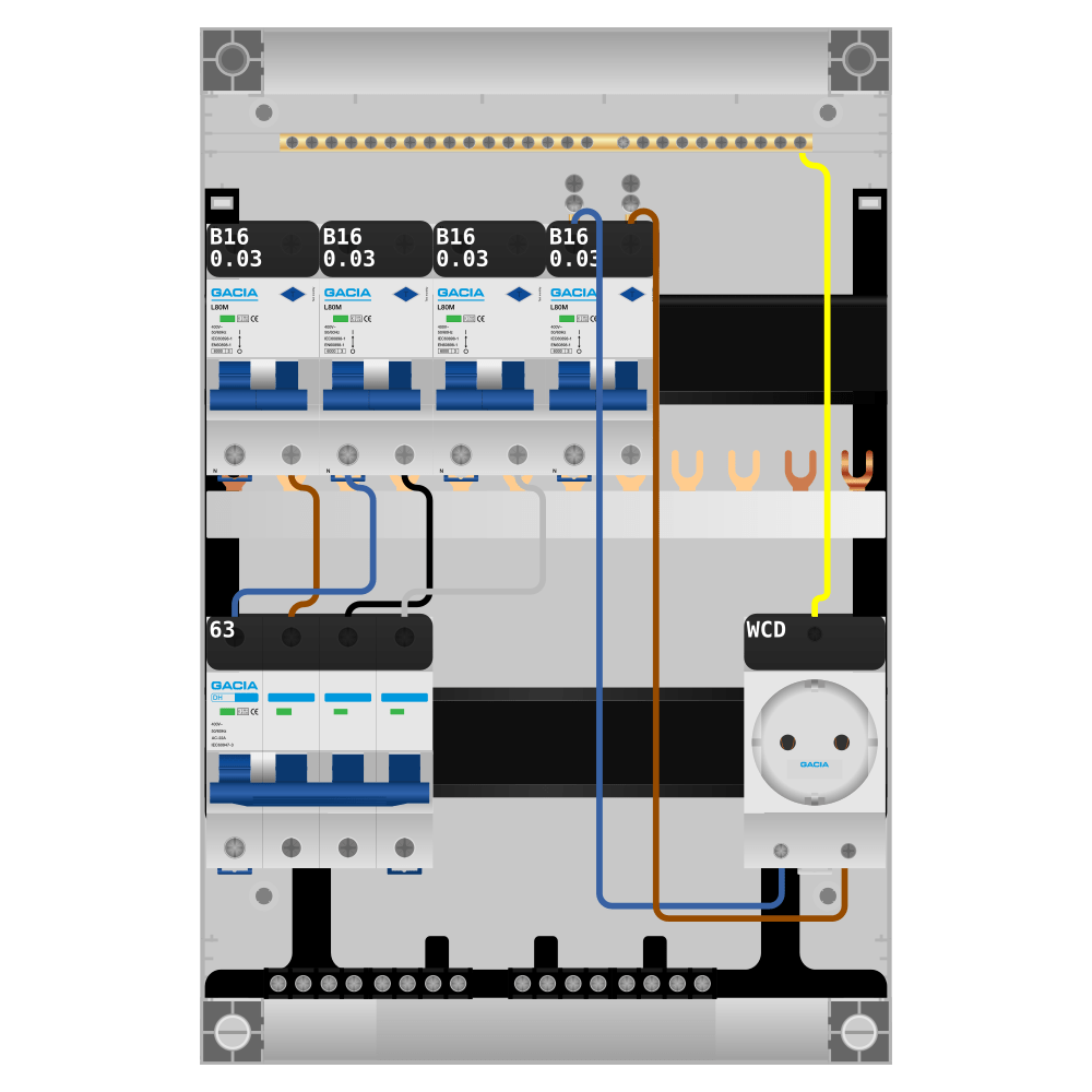 Groepenkast PV-ready 63A 3 fase 4 alamat + wcd