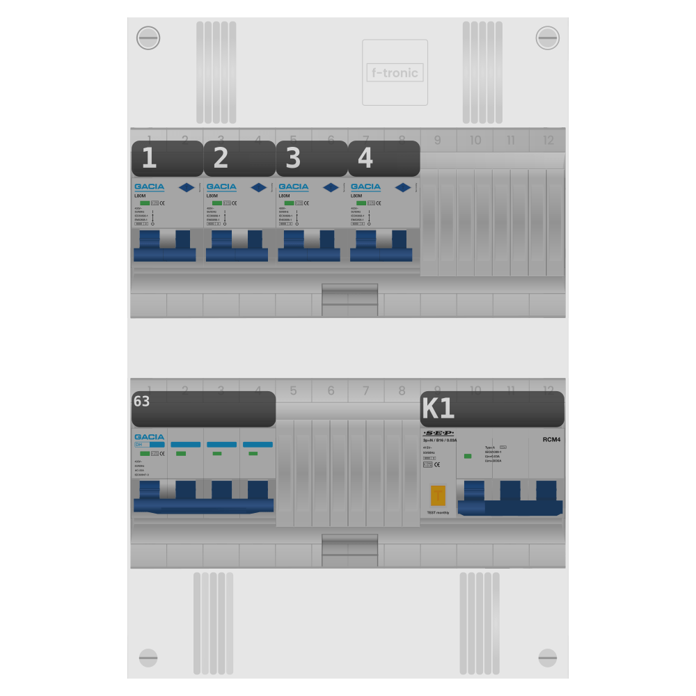 Groepenkast PV-ready 63A 3 fase 4 alamat + kracht