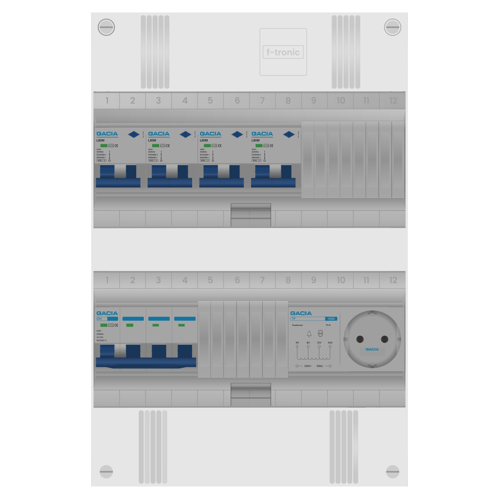 Groepenkast PV-ready 63A 3 fase 4 alamat + beltrafo + wcd