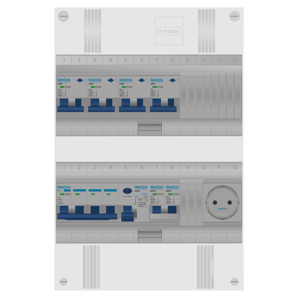 Groepenkast PV-ready 63A 3 fase 4 alamat + wcd + kookgroep