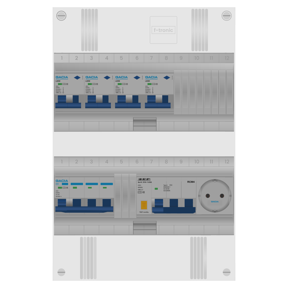 Groepenkast PV-ready 63A 3 fase 4 alamat + wcd + kracht