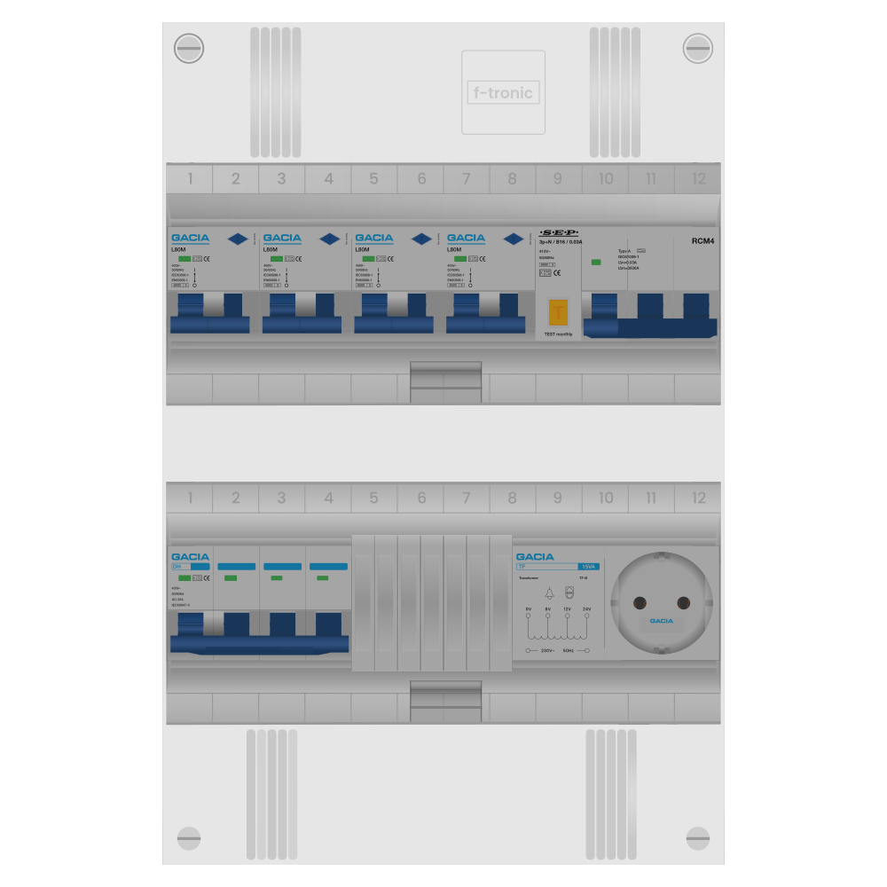 Groepenkast PV-ready 63A 3 fase 4 alamat + beltrafo + wcd + kracht