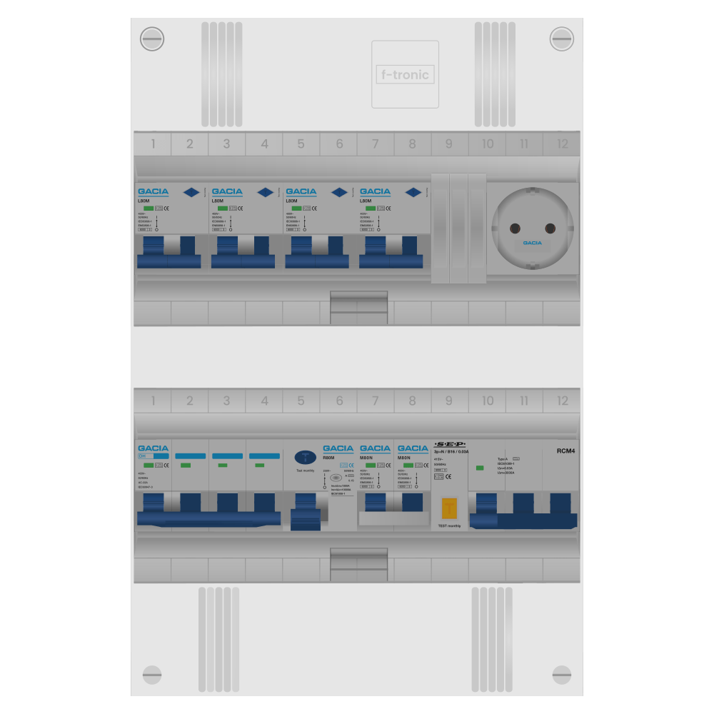 Groepenkast PV-ready 63A 3 fase 4 alamat + wcd + kookgroep + kracht