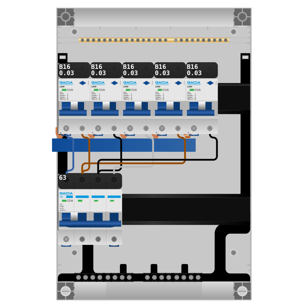 Groepenkast PV-ready 63A 3 fase 5 alamat