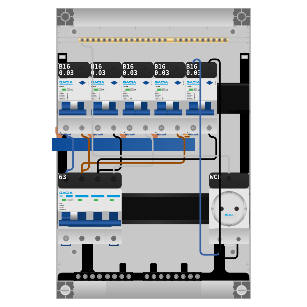 Groepenkast PV-ready 63A 3 fase 5 alamat + wcd