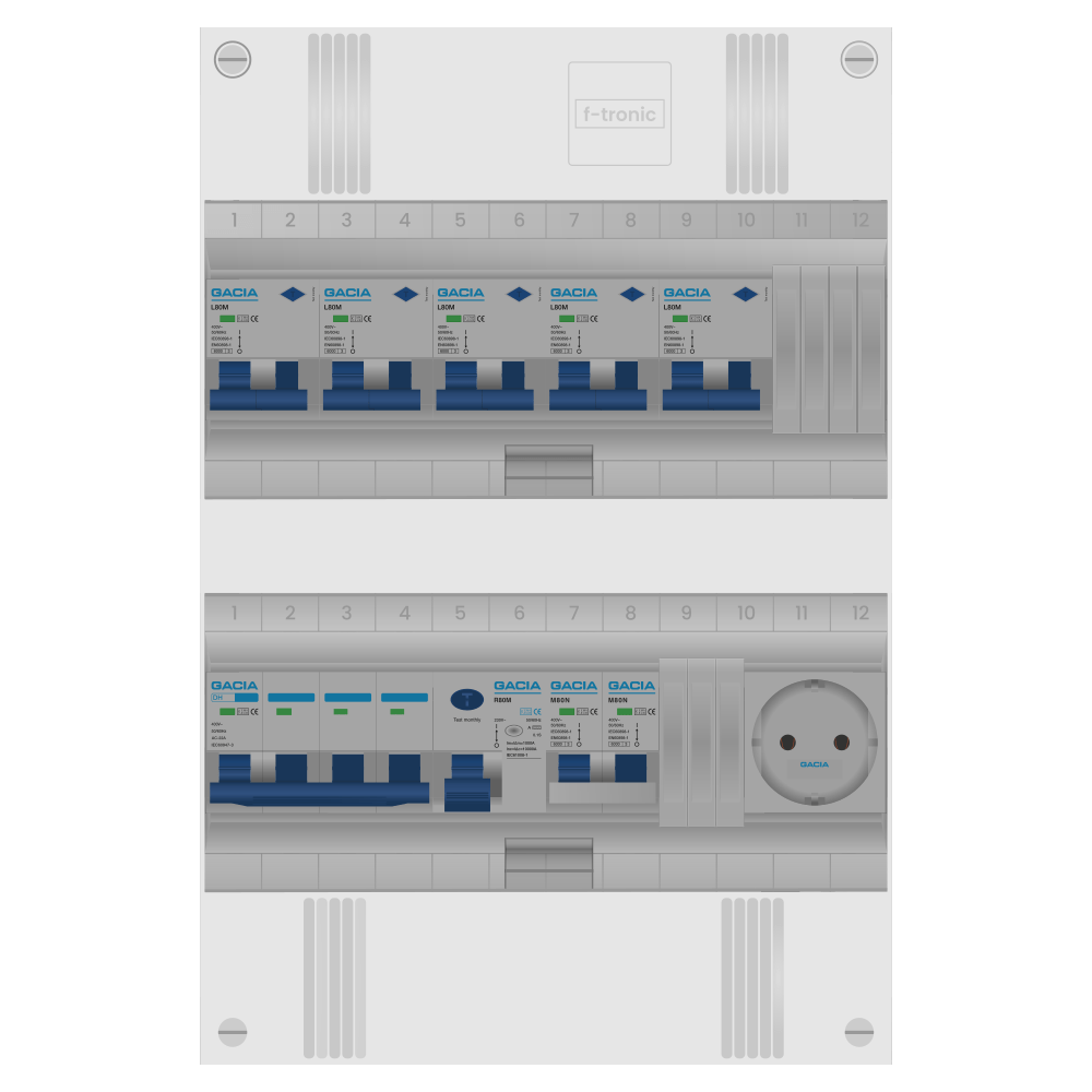 Groepenkast PV-ready 63A 3 fase 5 alamat + wcd + kookgroep