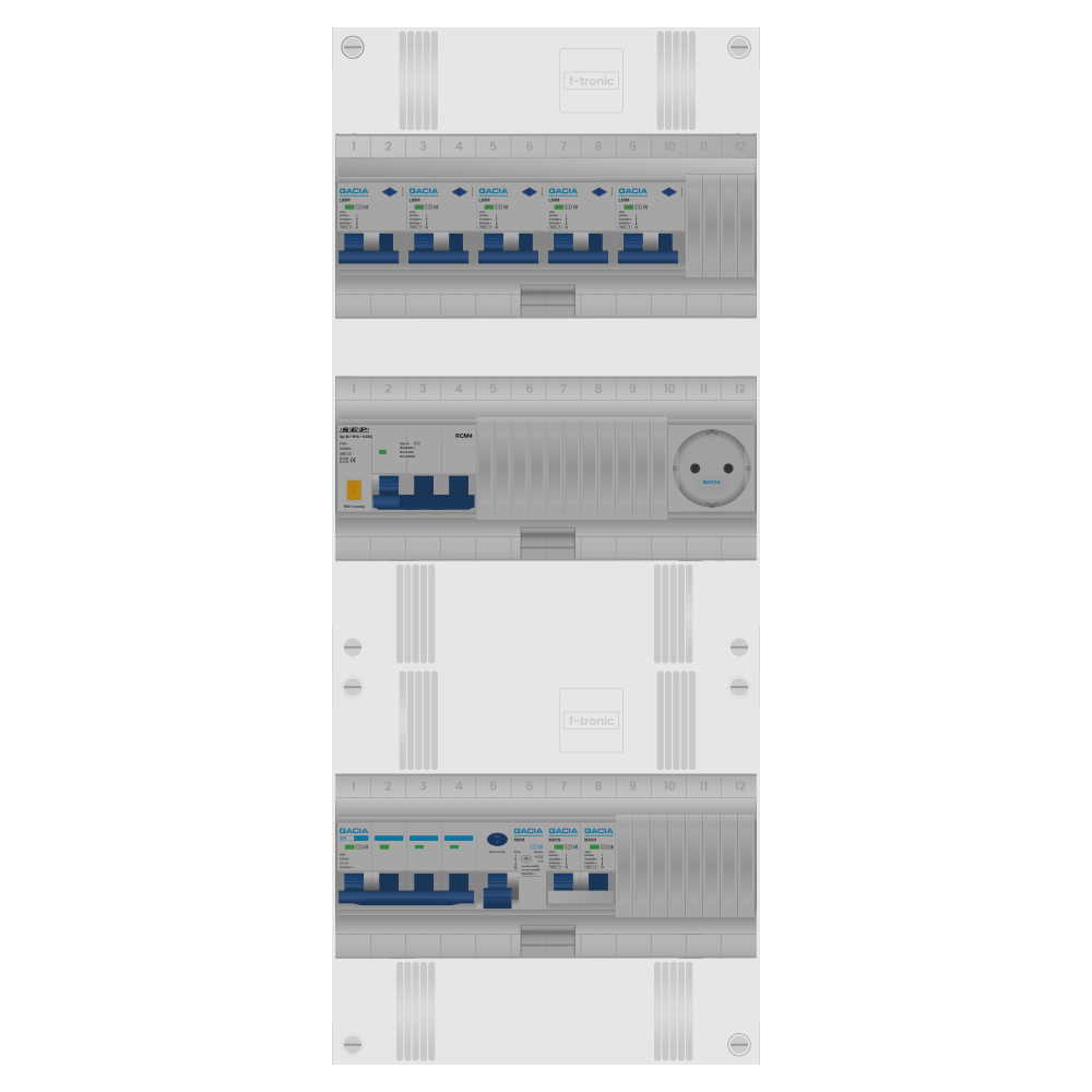 Groepenkast PV-ready 63A 3 fase 5 alamat + wcd + kookgroep + kracht
