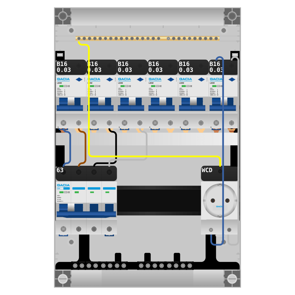 Groepenkast PV-ready 63A 3 fase 6 alamat + wcd