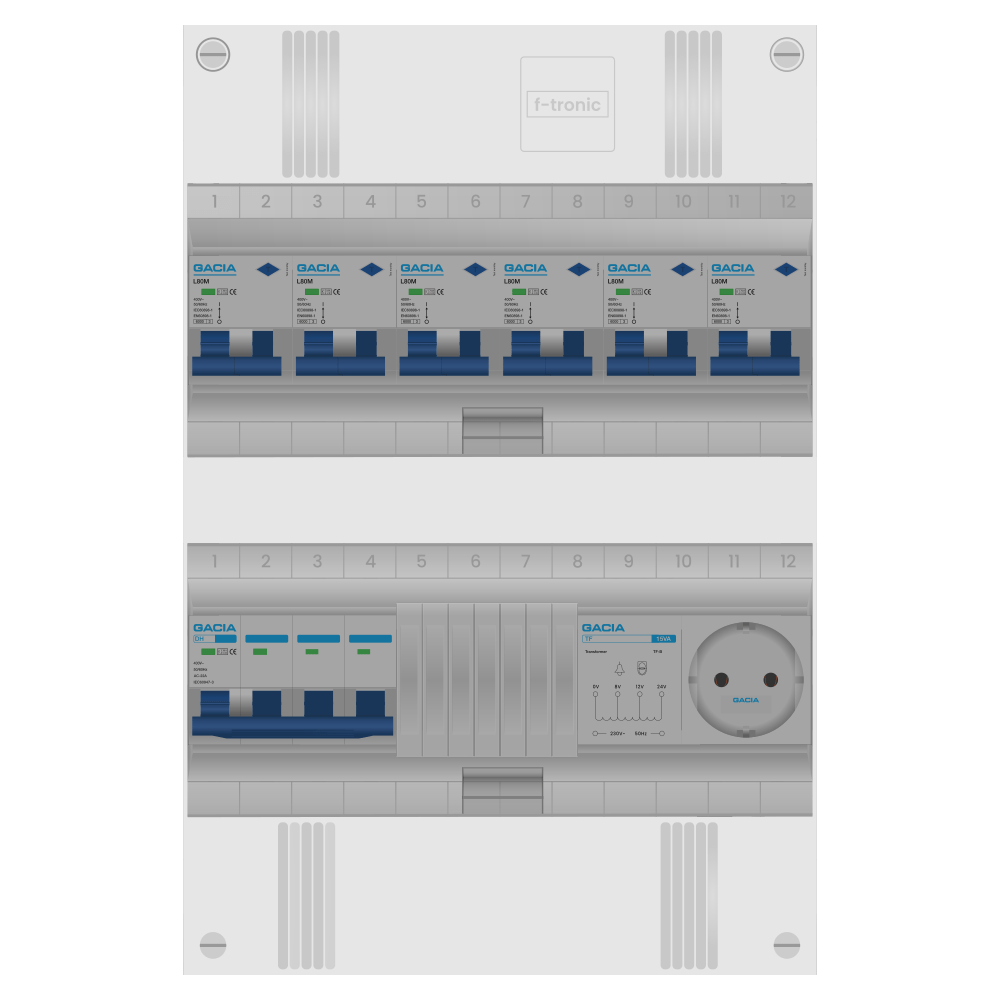 Groepenkast PV-ready 63A 3 fase 6 alamat + beltrafo + wcd