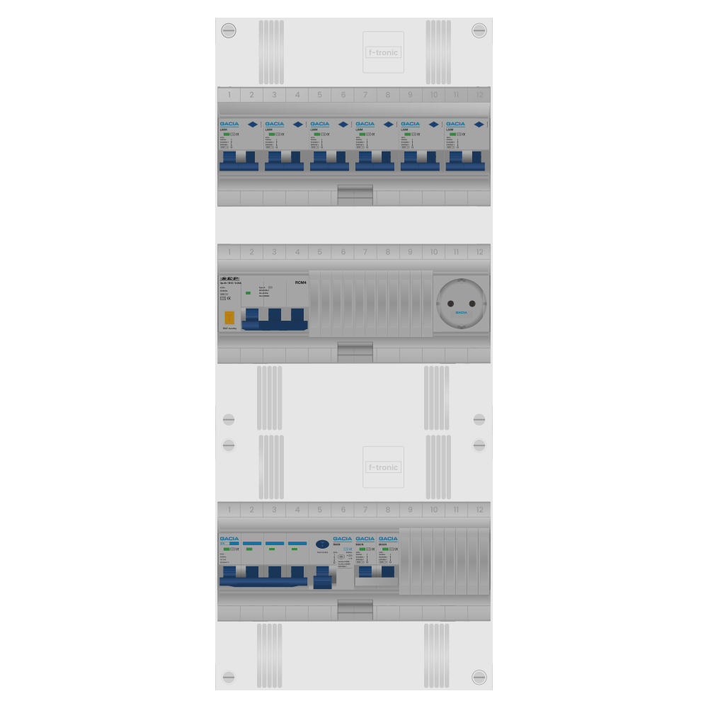 Groepenkast PV-ready 63A 3 fase 6 alamat + wcd + kookgroep + kracht