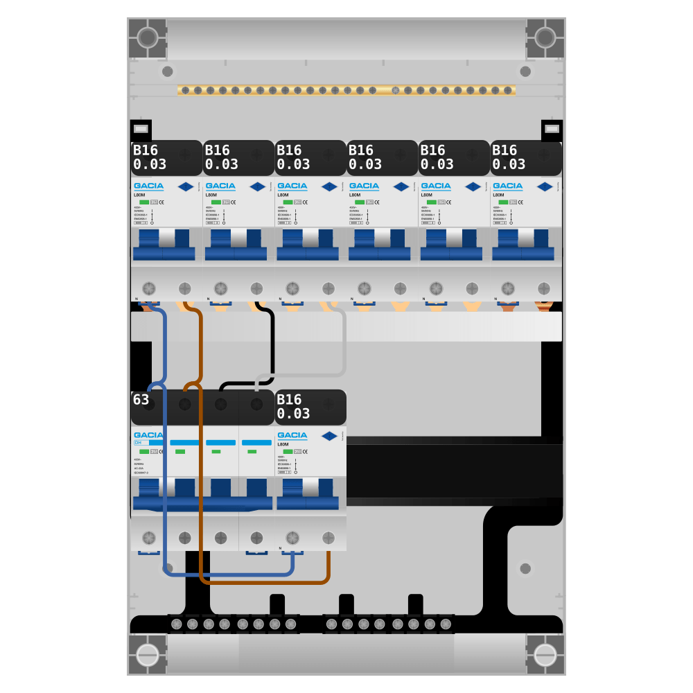 Groepenkast PV-ready 63A 3 fase 7 alamat