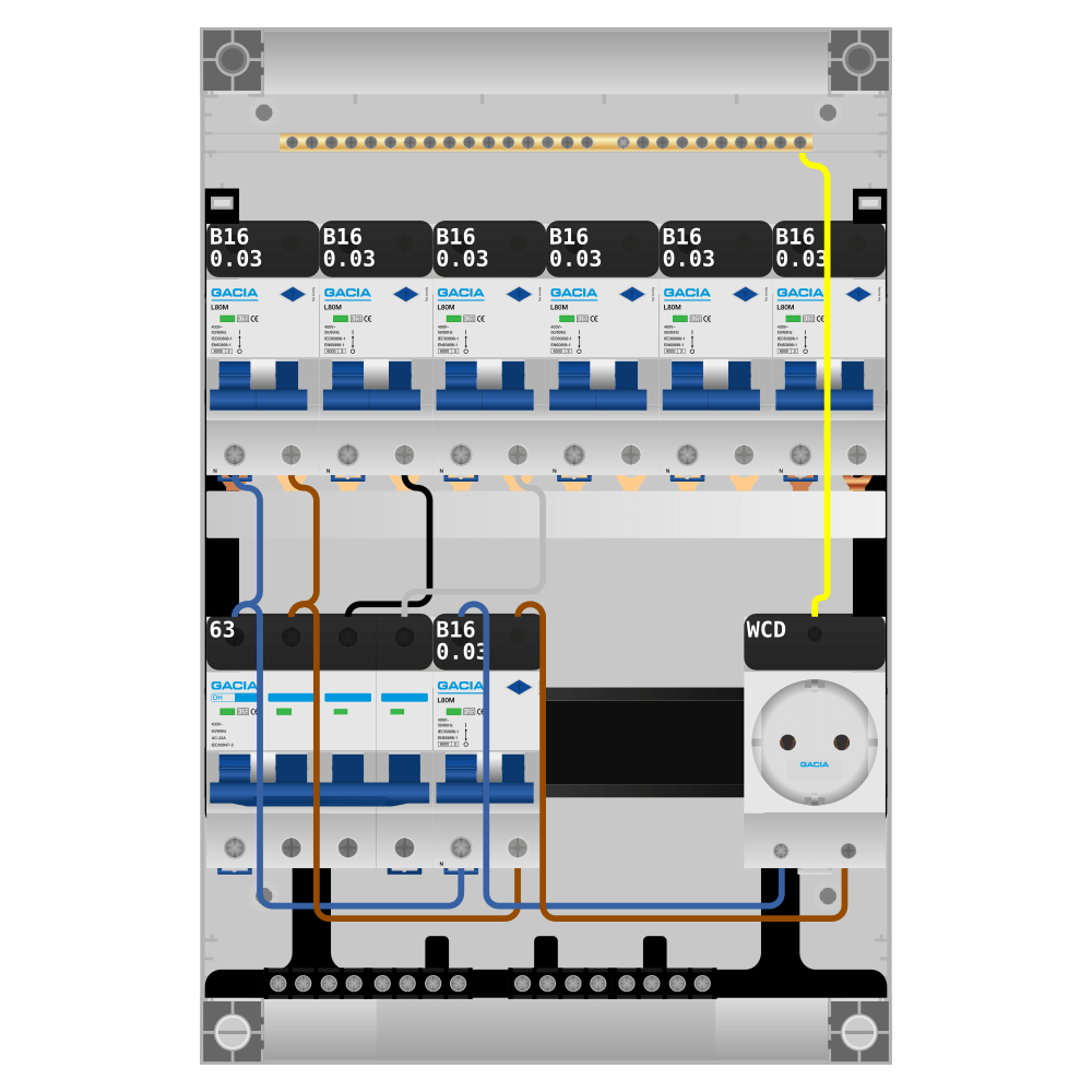 Groepenkast PV-ready 63A 3 fase 7 alamat + wcd