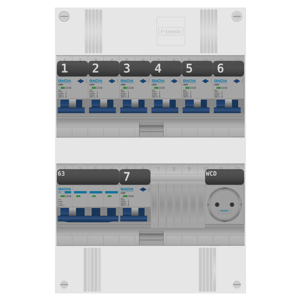 Groepenkast PV-ready 63A 3 fase 7 alamat + wcd