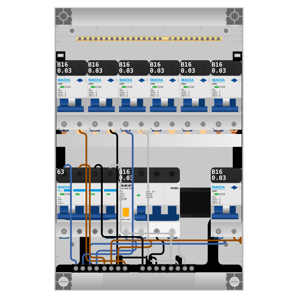 Groepenkast PV-ready 63A 3 fase 7 alamat + kracht