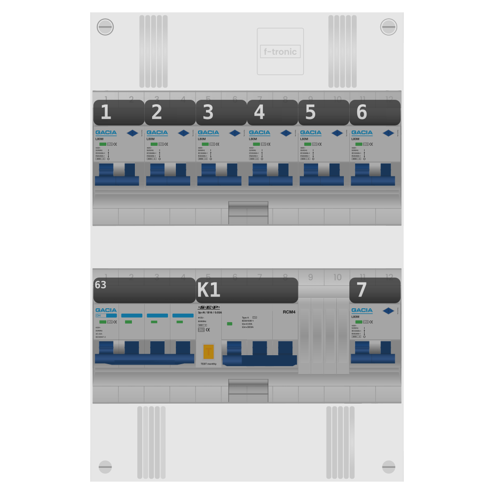 Groepenkast PV-ready 63A 3 fase 7 alamat + kracht