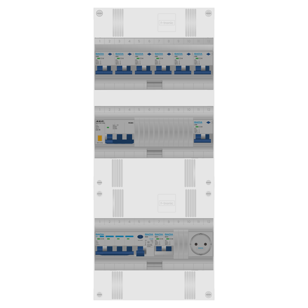 Groepenkast PV-ready 63A 3 fase 7 alamat + wcd + kookgroep + kracht
