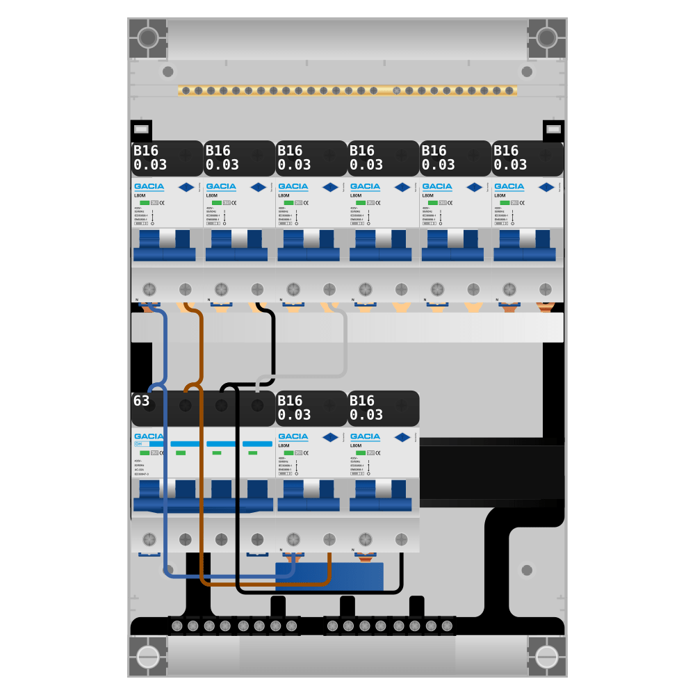 Groepenkast PV-ready 63A 3 fase 8 alamat