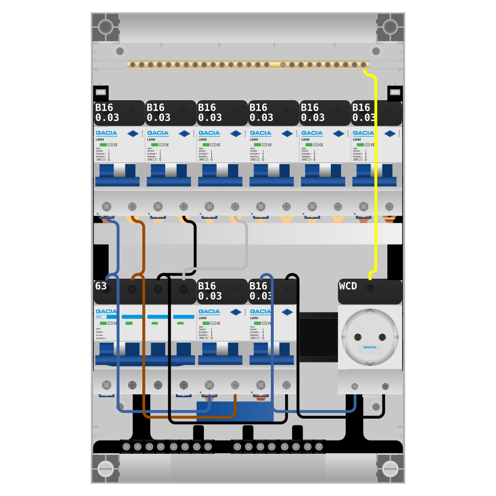 Groepenkast PV-ready 63A 3 fase 8 alamat + wcd