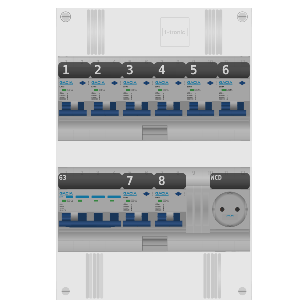 Groepenkast PV-ready 63A 3 fase 8 alamat + wcd