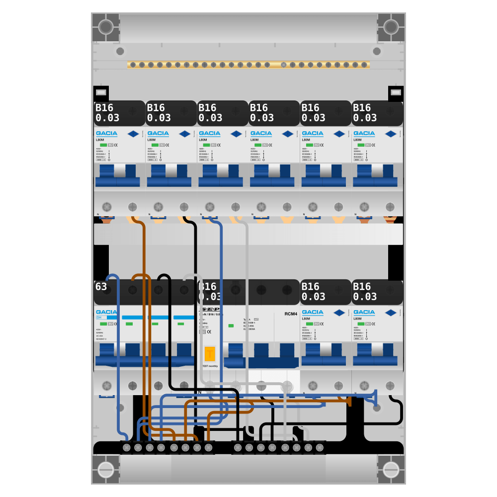 Groepenkast PV-ready 63A 3 fase 8 alamat + kracht