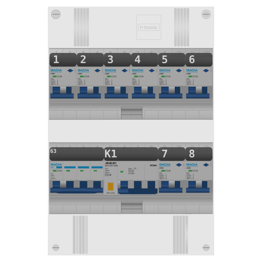 Groepenkast PV-ready 63A 3 fase 8 alamat + kracht
