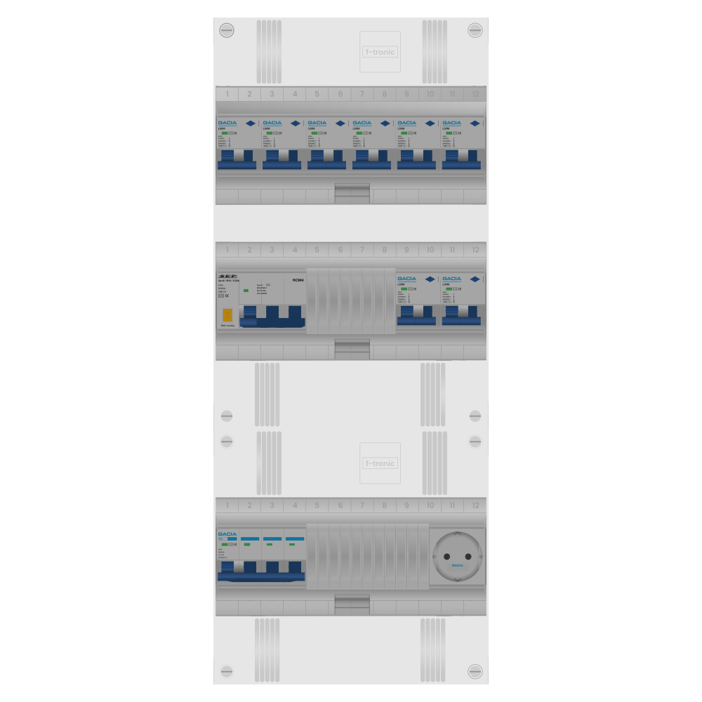 Groepenkast PV-ready 63A 3 fase 8 alamat + wcd + kracht