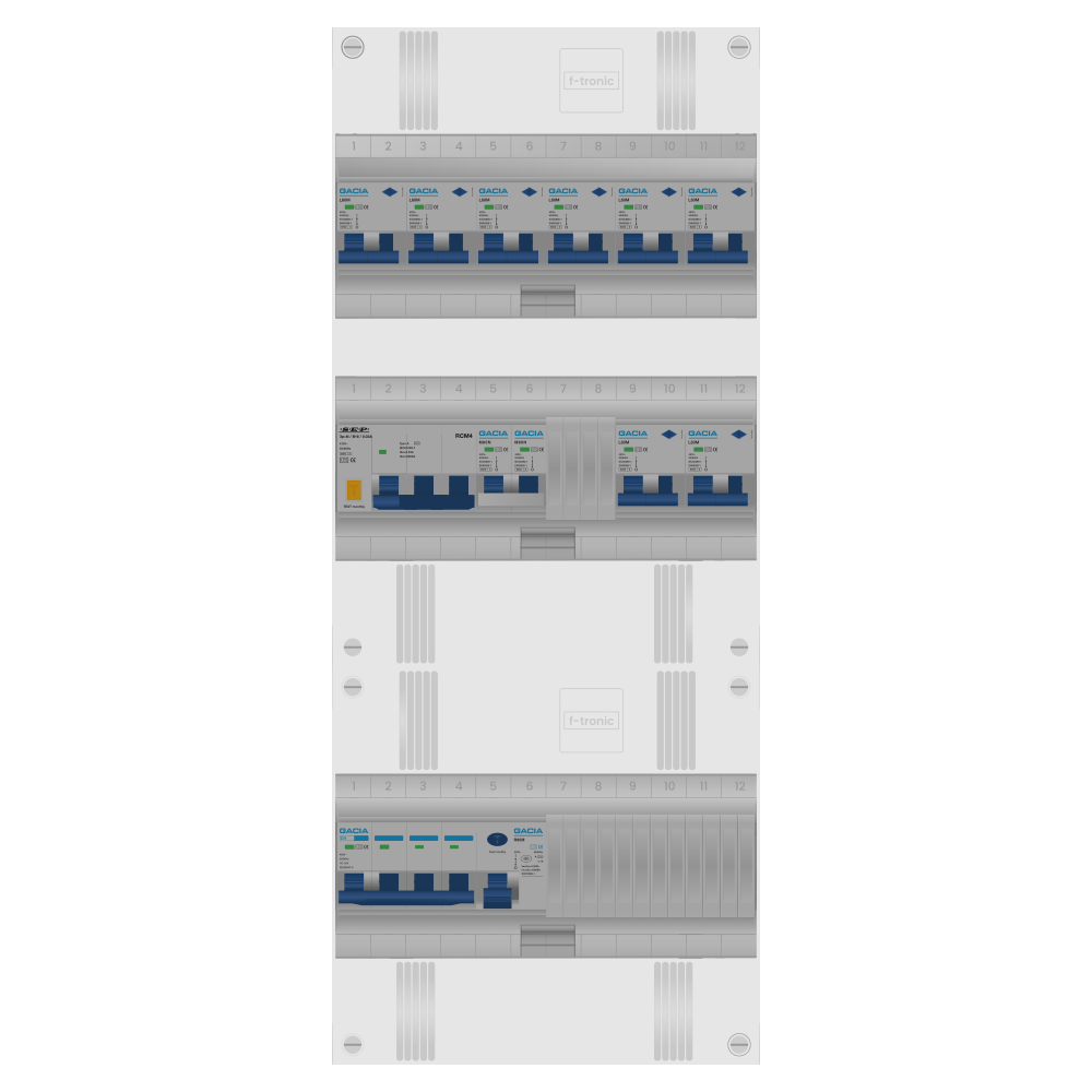 Groepenkast PV-ready 63A 3 fase 8 alamat + kookgroep + kracht
