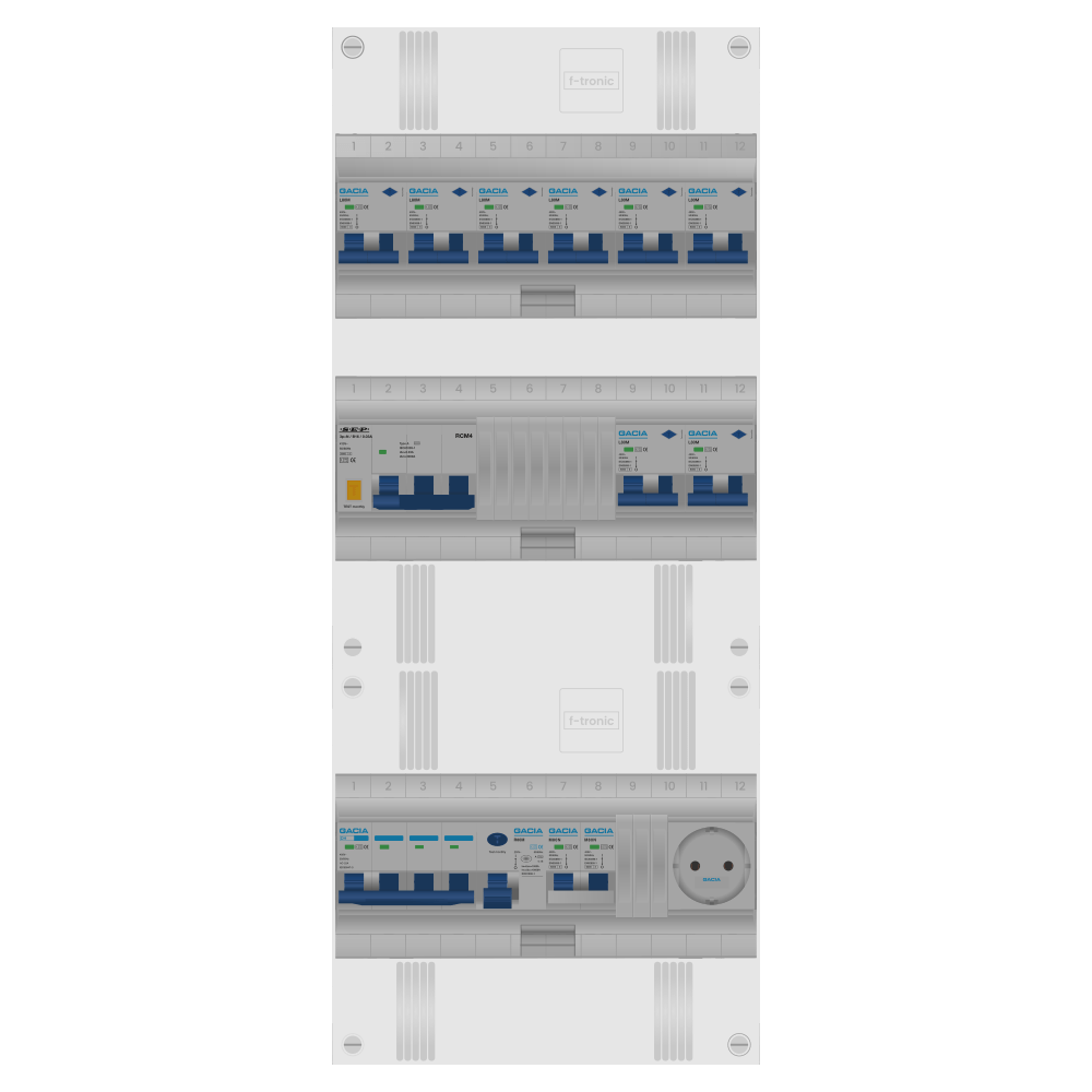 Groepenkast PV-ready 63A 3 fase 8 alamat + wcd + kookgroep + kracht