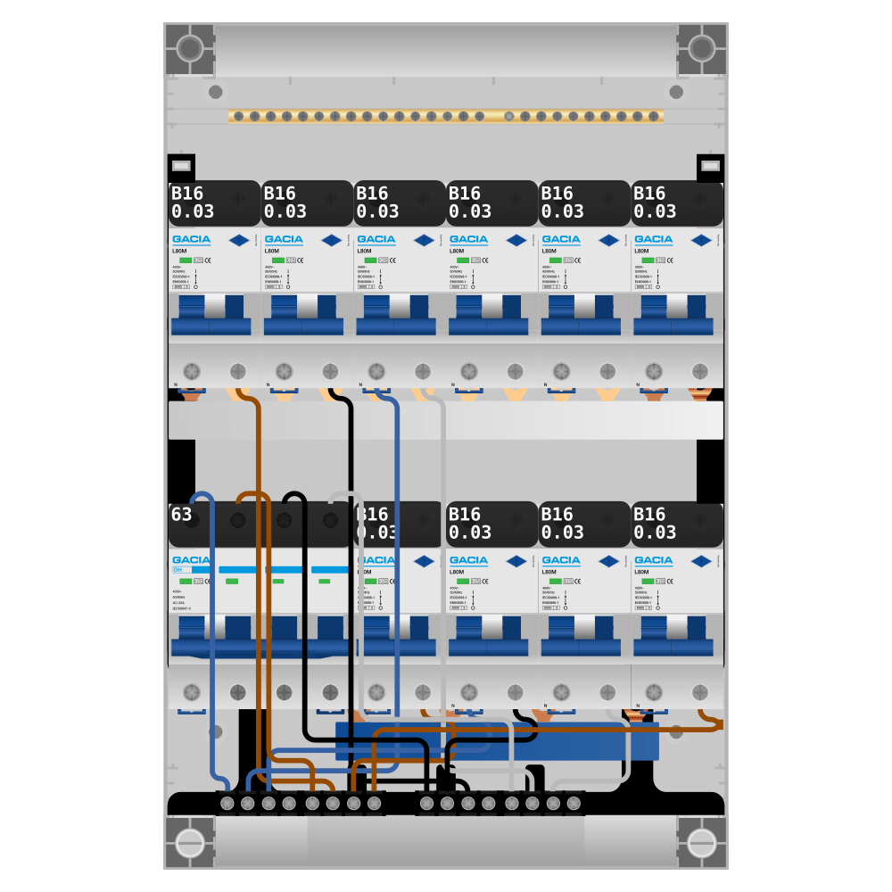 Groepenkast PV-ready 63A 3 fase 10 alamat