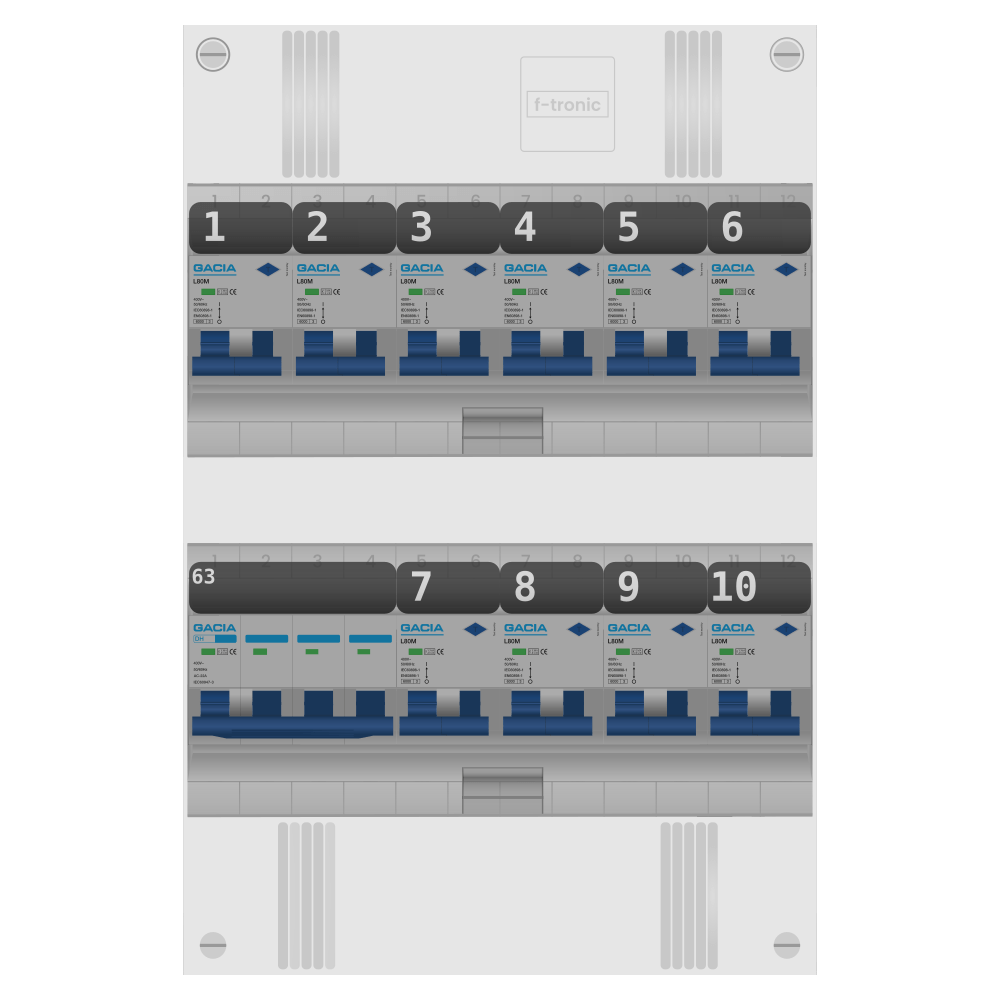 Groepenkast PV-ready 63A 3 fase 10 alamat