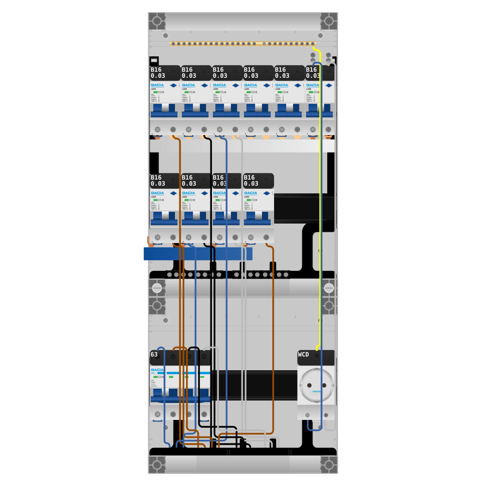 Groepenkast PV-ready 63A 3 fase 10 alamat + wcd